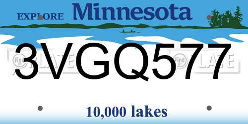 3VGQ577 Minnesota License Plate