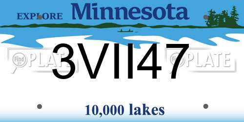 3VII47 Minnesota License Plate