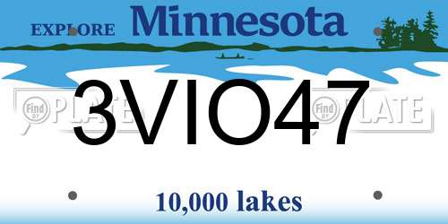 3VIO47 Minnesota License Plate