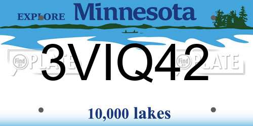 3VIQ42 Minnesota License Plate