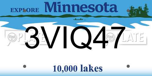 3VIQ47 Minnesota License Plate