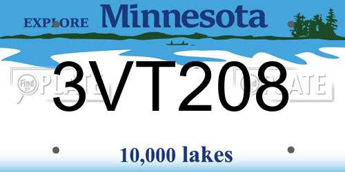 3VT208 Minnesota License Plate