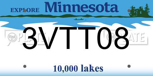 3VTT08 Minnesota License Plate