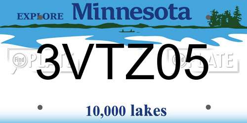 3VTZ05 Minnesota License Plate