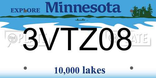 3VTZ08 Minnesota License Plate