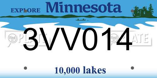 3VV014 Minnesota License Plate