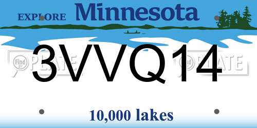 3VVQ14 Minnesota License Plate