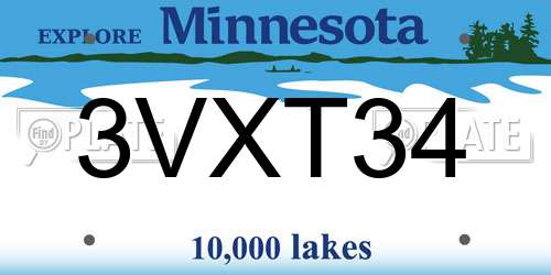 3VXT34 Minnesota License Plate