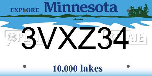 3VXZ34 Minnesota License Plate