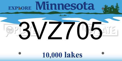 3VZ705 Minnesota License Plate