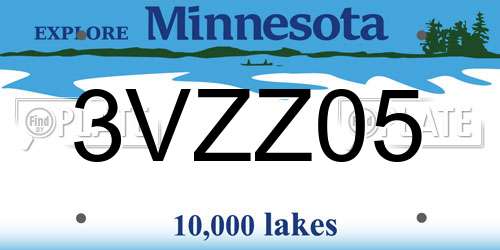 3VZZ05 Minnesota License Plate