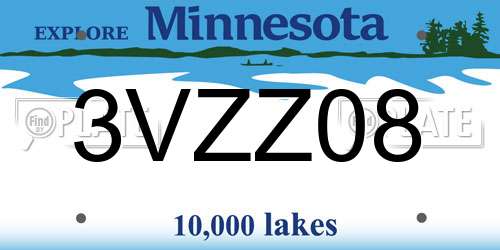 3VZZ08 Minnesota License Plate