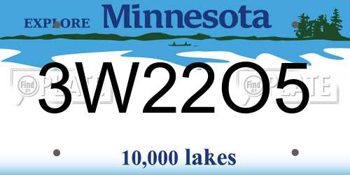 3W22O5 Minnesota License Plate
