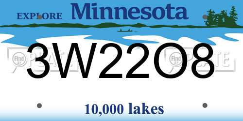 3W22O8 Minnesota License Plate