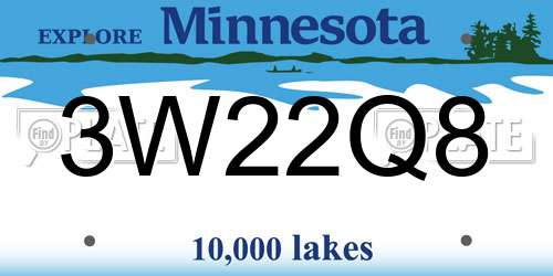 3W22Q8 Minnesota License Plate