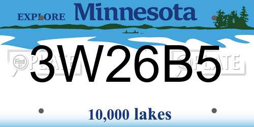 3W26B5 Minnesota License Plate