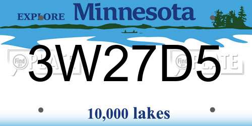 3W27D5 Minnesota License Plate