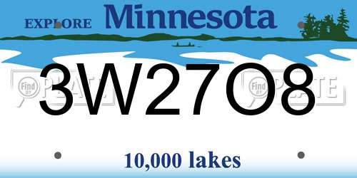 3W27O8 Minnesota License Plate