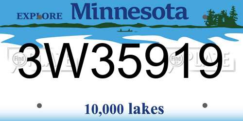 3W35919 Minnesota License Plate