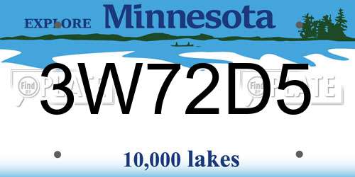 3W72D5 Minnesota License Plate
