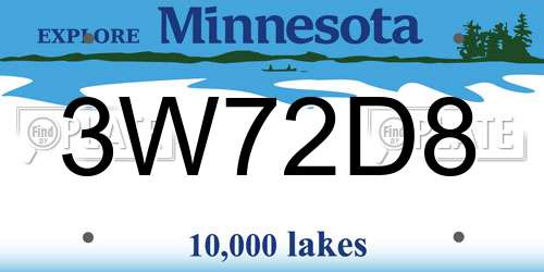 3W72D8 Minnesota License Plate