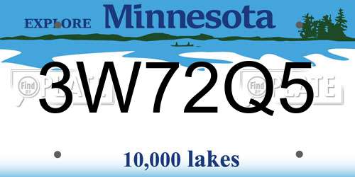 3W72Q5 Minnesota License Plate