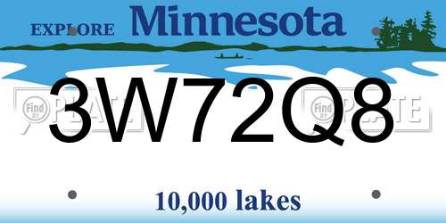 3W72Q8 Minnesota License Plate