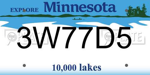 3W77D5 Minnesota License Plate