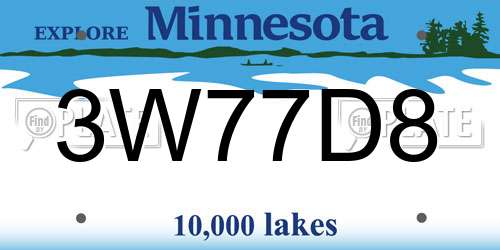 3W77D8 Minnesota License Plate
