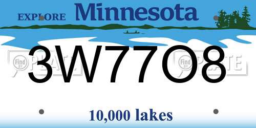 3W77O8 Minnesota License Plate