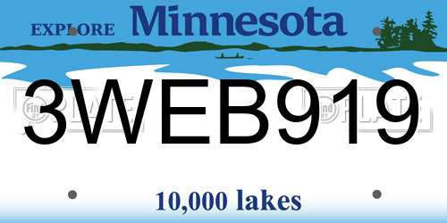 3WEB919 Minnesota License Plate