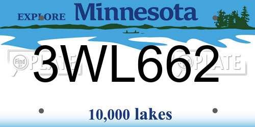 3WL662 Minnesota License Plate