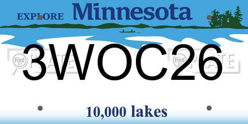 3WOC26 Minnesota License Plate