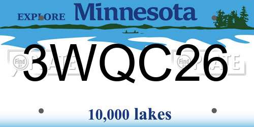 3WQC26 Minnesota License Plate