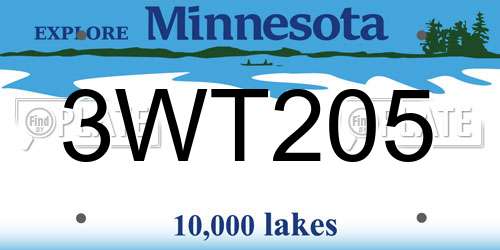 3WT205 Minnesota License Plate