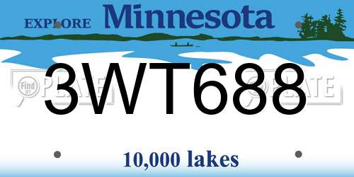 3WT688 Minnesota License Plate