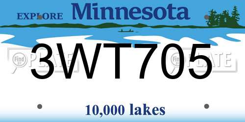 3WT705 Minnesota License Plate