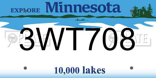 3WT708 Minnesota License Plate