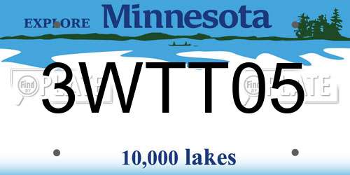 3WTT05 Minnesota License Plate