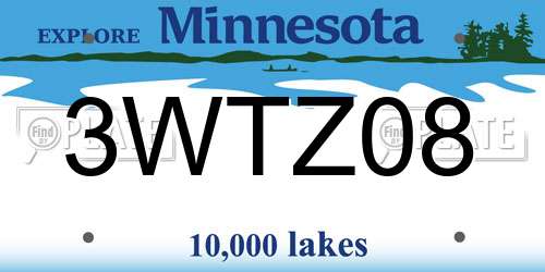 3WTZ08 Minnesota License Plate