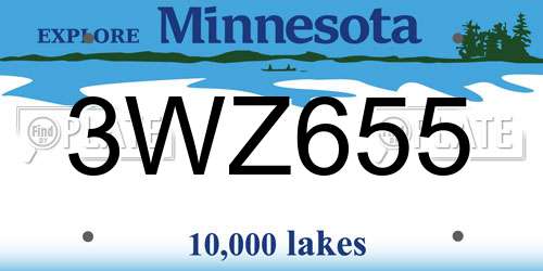 3WZ655 Minnesota License Plate