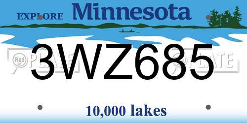 3WZ685 Minnesota License Plate