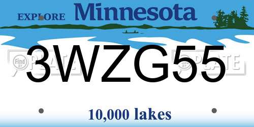3WZG55 Minnesota License Plate