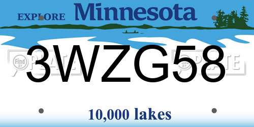 3WZG58 Minnesota License Plate
