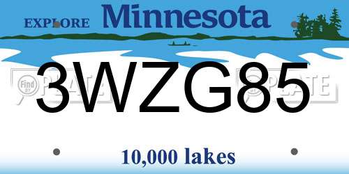 3WZG85 Minnesota License Plate