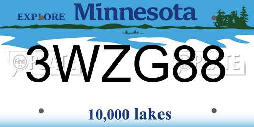 3WZG88 Minnesota License Plate