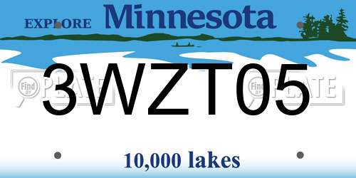 3WZT05 Minnesota License Plate