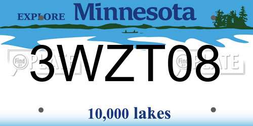 3WZT08 Minnesota License Plate