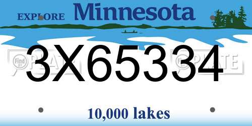 3X65334 Minnesota License Plate