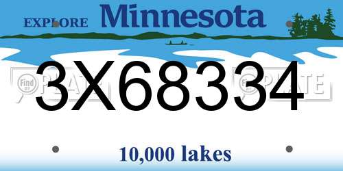 3X68334 Minnesota License Plate